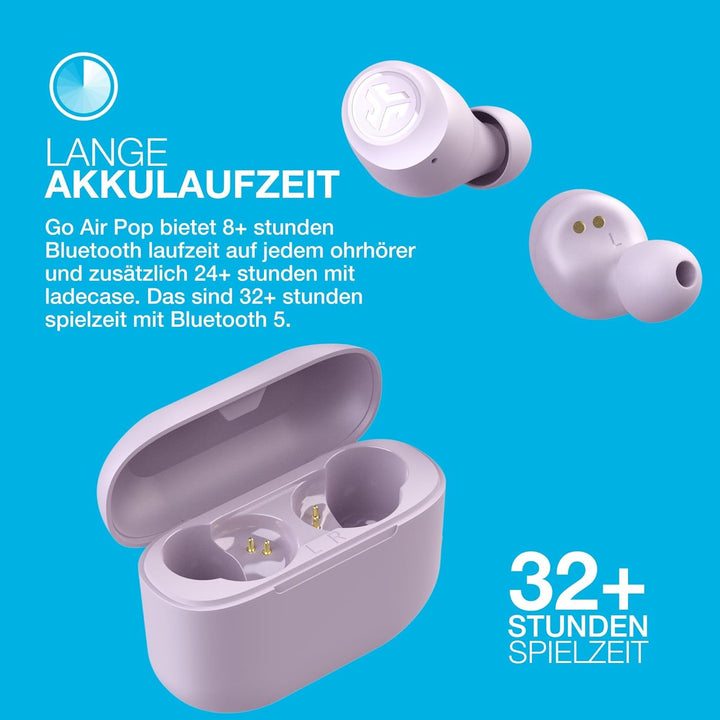 JLab Go Air Pop In Ear Kopfhörer kabellos Bluetooth, True Wireless Kopfhörer, 32+ Std Headphones, ka