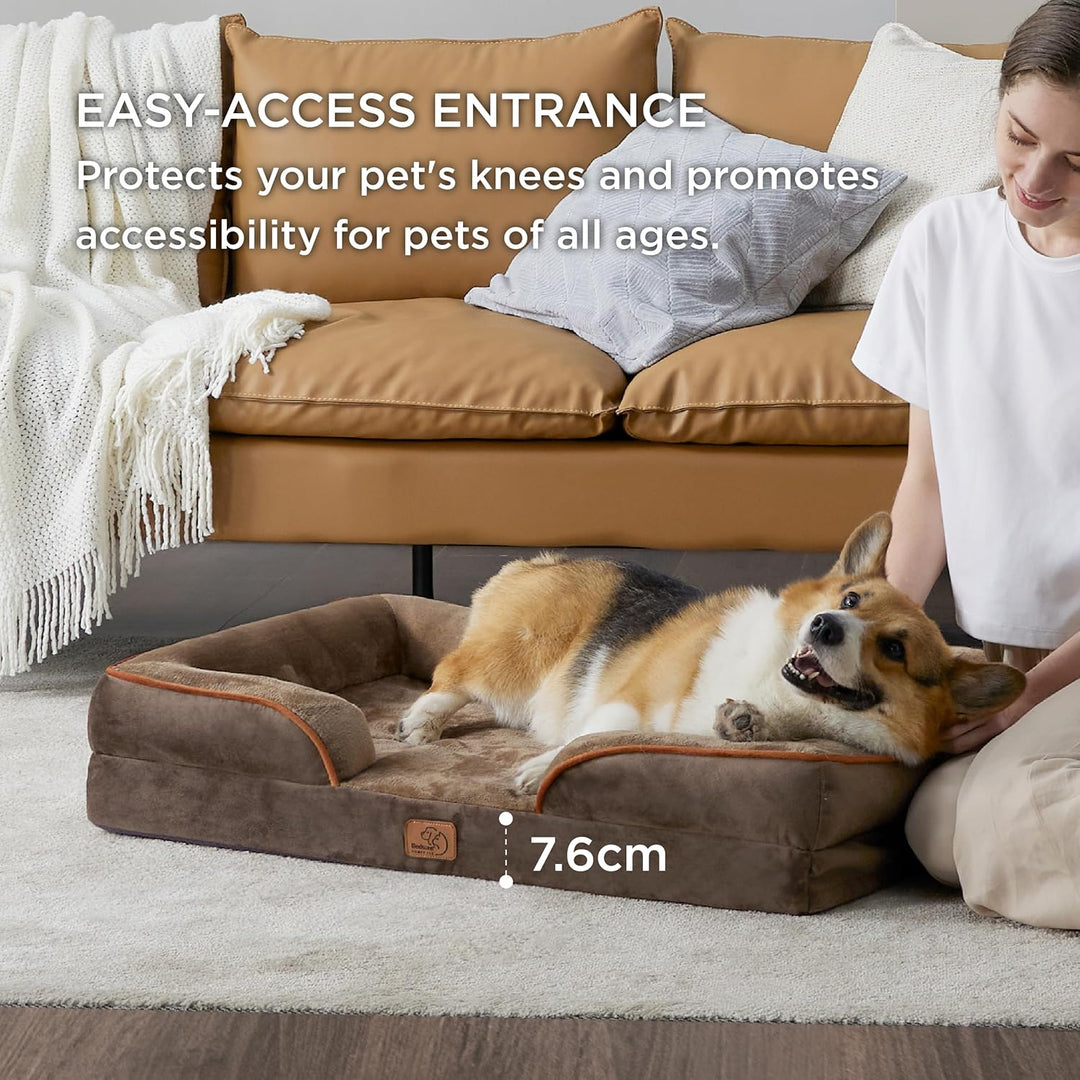 BEDSURE orthopädisches Hundebett Ergonomisches Hundesofa - 89x63 cm Hundecouch mit eierförmiger Kist