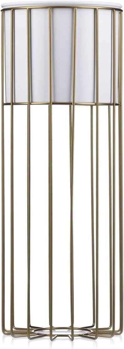 HowHomely Moderne Blumenständer Metall 55 cm Hoch mit Weiss Blumentopf Rund 19 cm Ø auf Robuste Gold