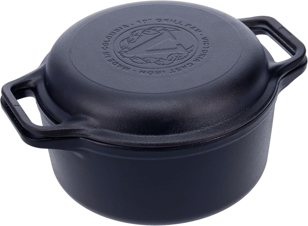 Victoria Dutch Oven Combo Gusseisen Eingebrannte 27cm/ 5,7L, Cast Iron Topf Brot Backen Seasoned Tox