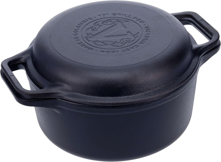 Victoria Dutch Oven Combo Gusseisen Eingebrannte 27cm/ 5,7L, Cast Iron Topf Brot Backen Seasoned Tox
