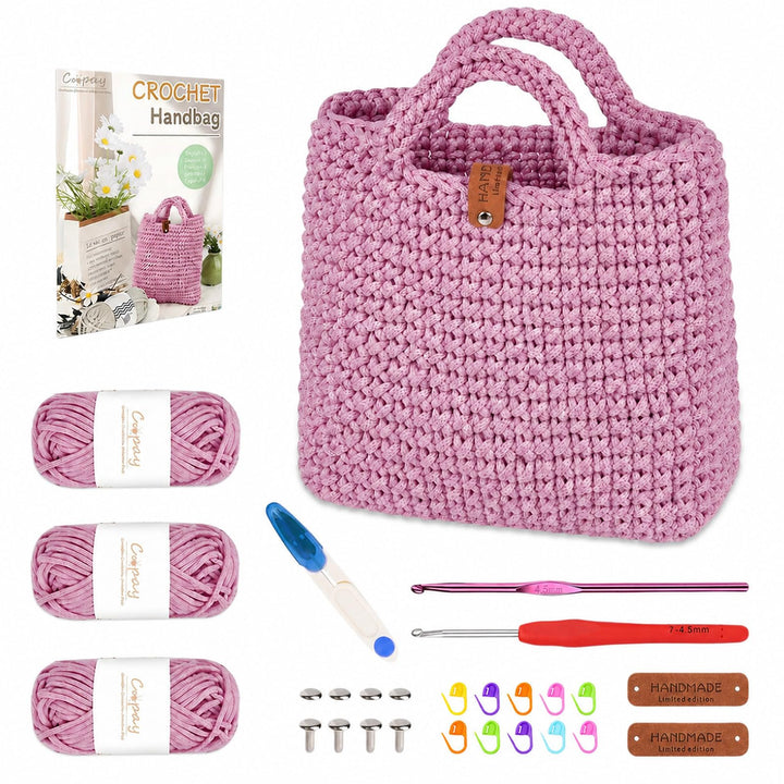 Jinfanshurich Häkelset für Anfänger Tasche, DIY Häkelset mit Häkelnadel &amp; Anleitung, Wolle zum Häkel