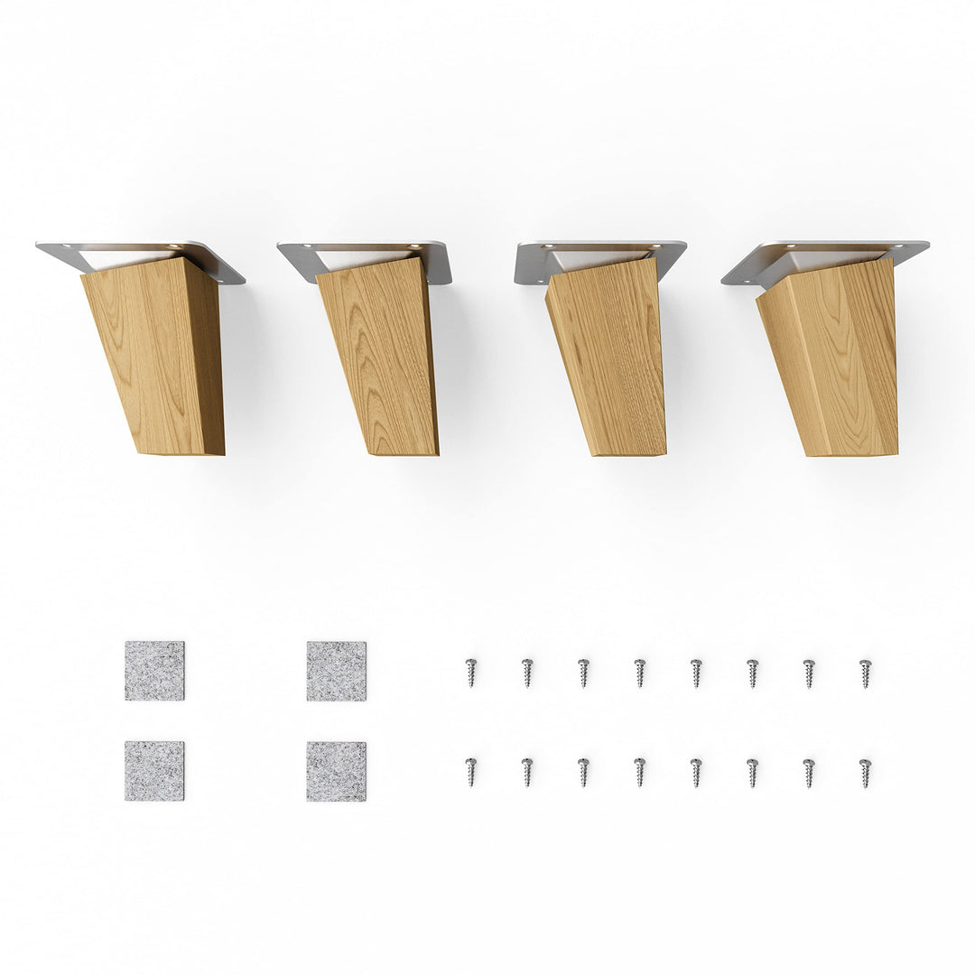 Sossai® Holz-Tischbeine - Clif Square | Öl-Finish | Höhe: 8 cm | HMF4 | eckig, konisch (schräge Ausf