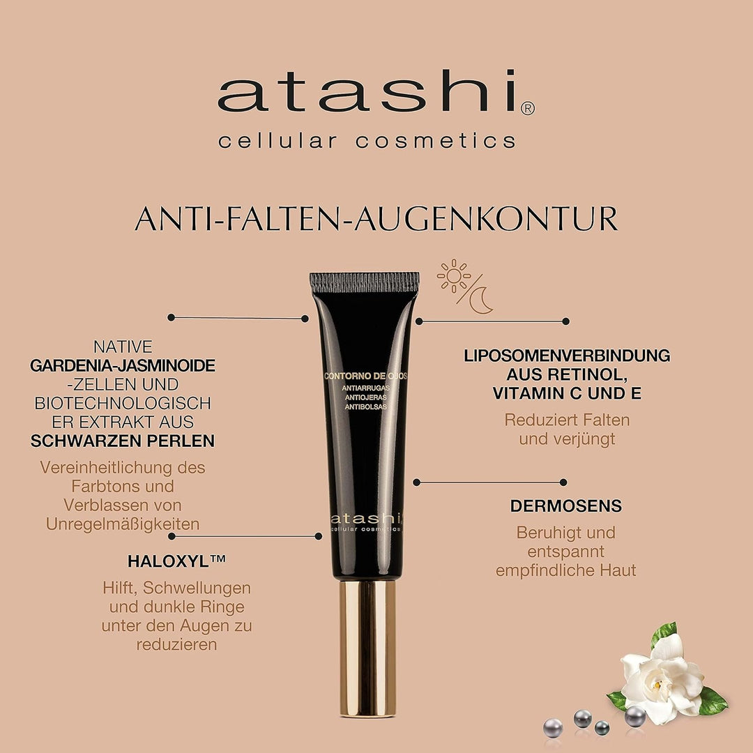 Atashi | Augenkontur aufhellender Regenerator + Augencreme Gegen Falten und Augenring | Reduziert Mi