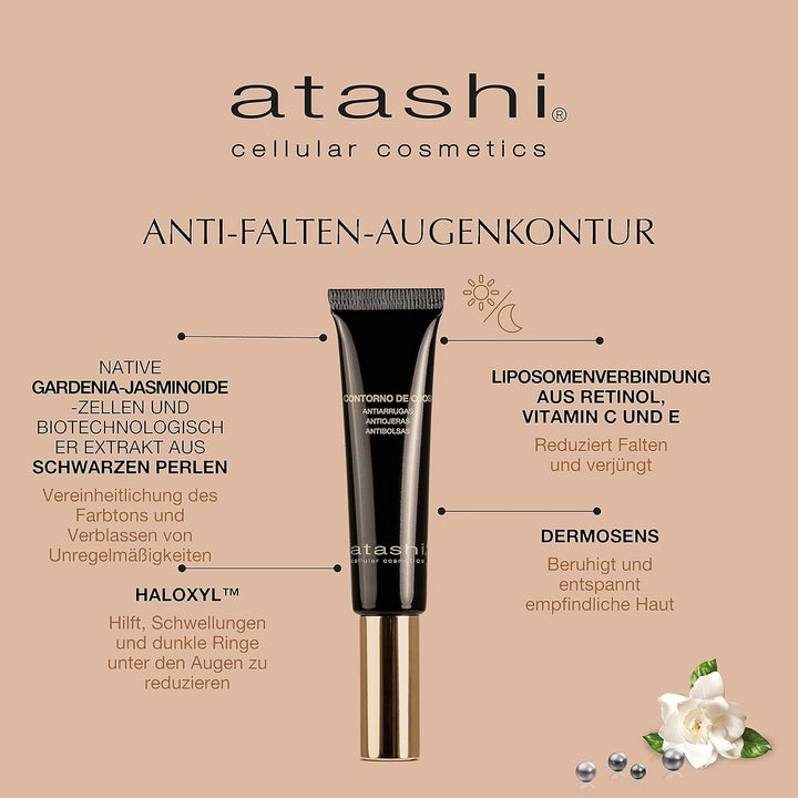 Atashi | Augenkontur aufhellender Regenerator + Augencreme Gegen Falten und Augenring | Reduziert Mi