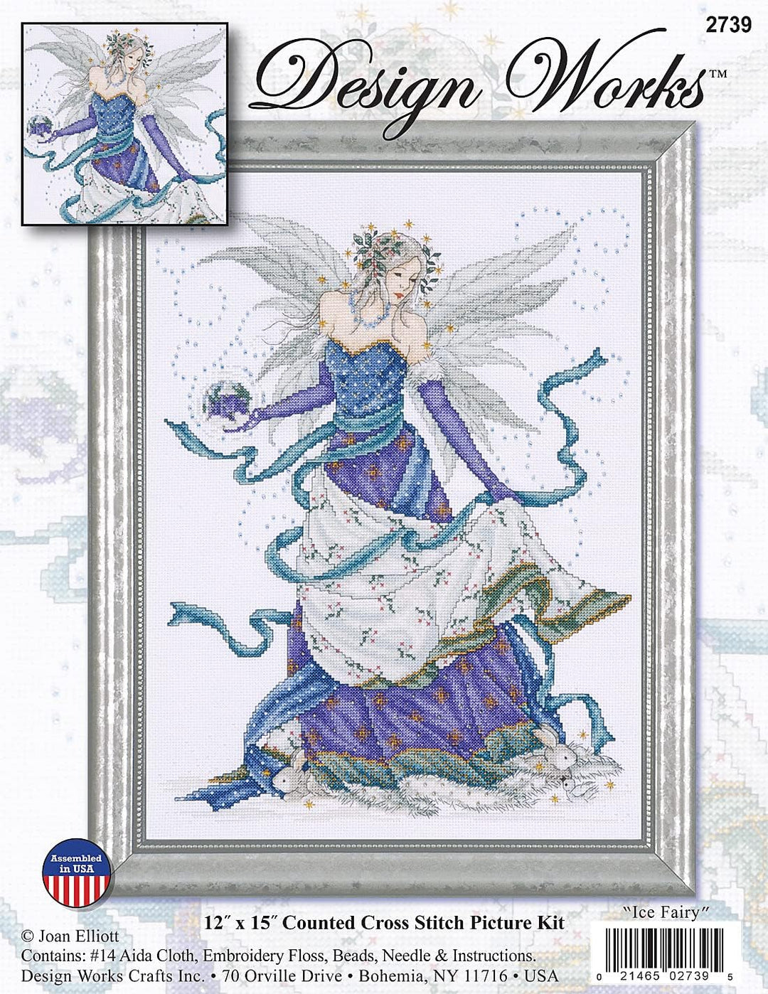 Design Works Crafts Eisfee Kreuzstich-Set nach Zählmuster, Stoff, Blau, Lila, Weiss