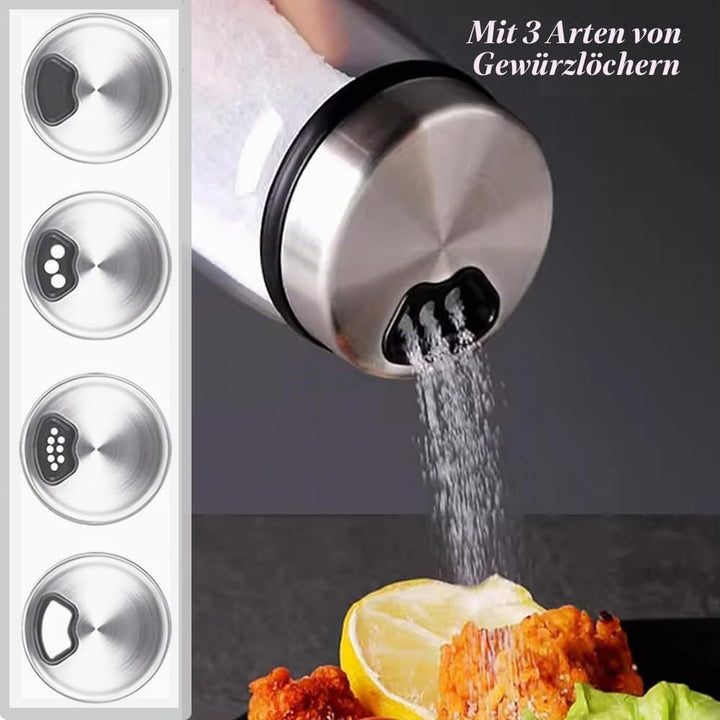 2 Stück Gewürzgläser mit Drehdeckel, 150ml Borosilikatglas Gewürzstreuer, GEwürzdosen, Gewürzstreuer