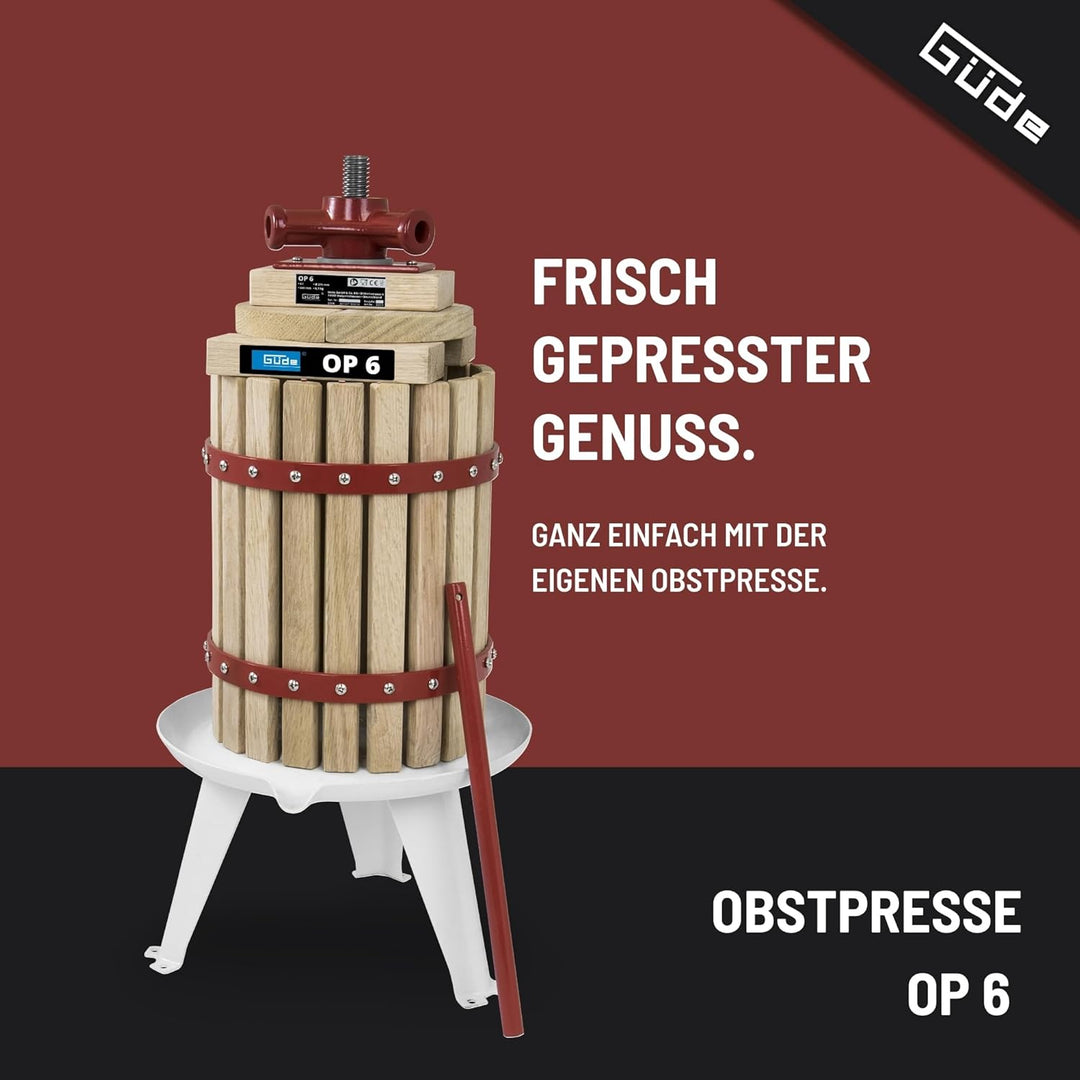 Güde 30001 OP 6 Obstpresse, Saftpresse und Beerenpresse, mechanische Presse inklusive Pressnetz 6