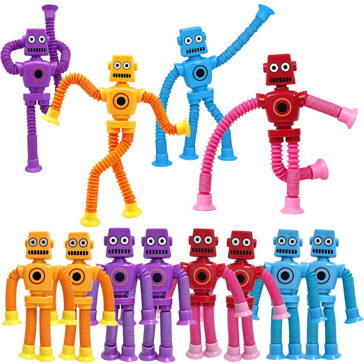 Saugnapf Spielzeug Roboter 8er Set, Dehnbare Pop Tubes für Kinder | Dehnbares Saugnapf Spielzeug, se