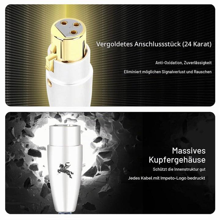 Impeto Hi-End-Audiophile XLR Kabel,hifi Mikrofonkabel, 3-Pin XLR Stecker auf Buchse Mikrofonkabel fü