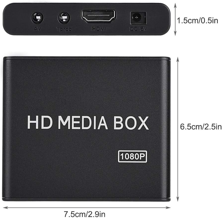 ciciglow Video Media Player, Full HD Box Media Player mit USB-Lesefunktion, Mobile Festplatte, SD-Ka