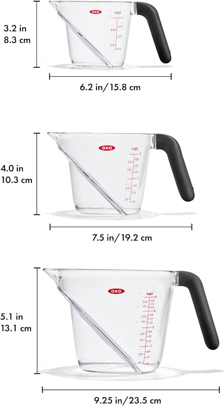 OXO 1056988 Good Grips Messbecher-Set, 3-teilig, plastik, Schwarz 1056988V3UK 3piece, 1056988V3UK 3p