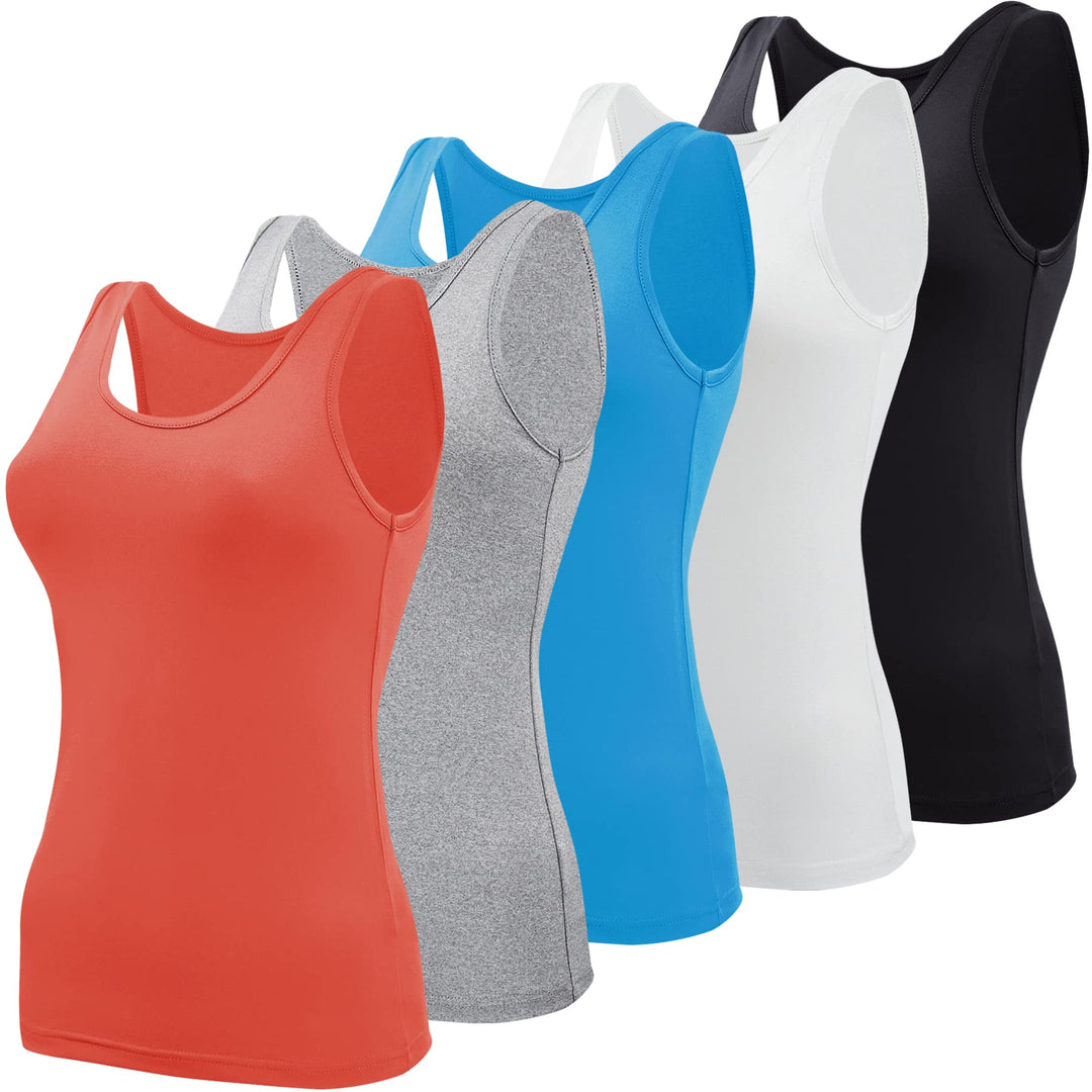 BQTQ 5 Stück Unterhemd Damen Crop Top Tank Top Basic Cami Tank Top für Frauen und Mädchen XL Schwarz