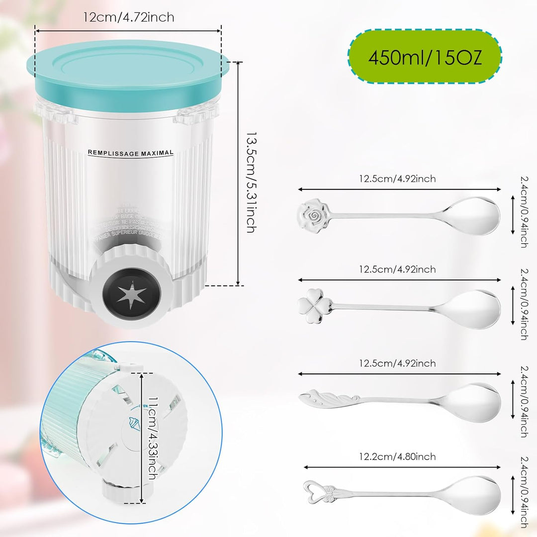 4 Stück Behälter für Ninja Creami Pints,450 ml Eisbehälter für Ninja Swirl NC700/NC701 Serie, Eiscre