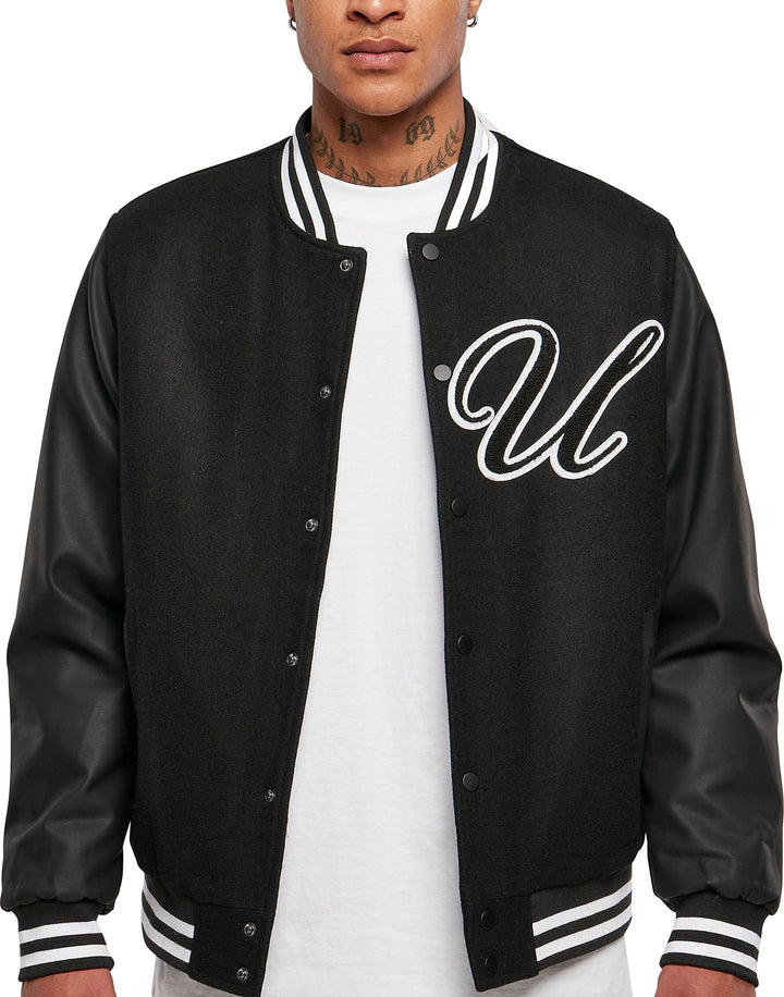Urban Classics Herren Big U College Jacket M Schwarz, M Schwarz