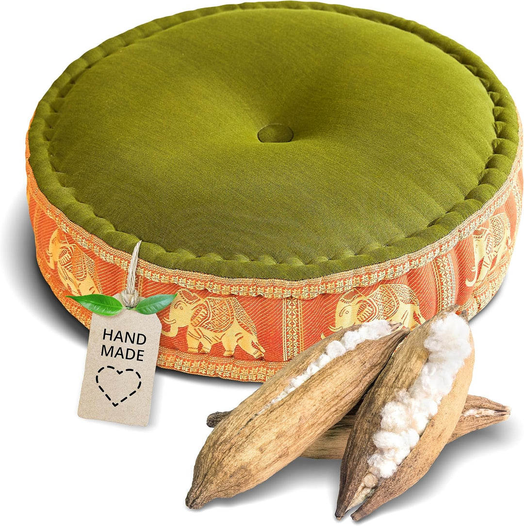 livasia Meditationskissen mit Thaiseide, Yogakissen mit Kapok, Pouf, Bodenkissen für Yoga und Zen Me
