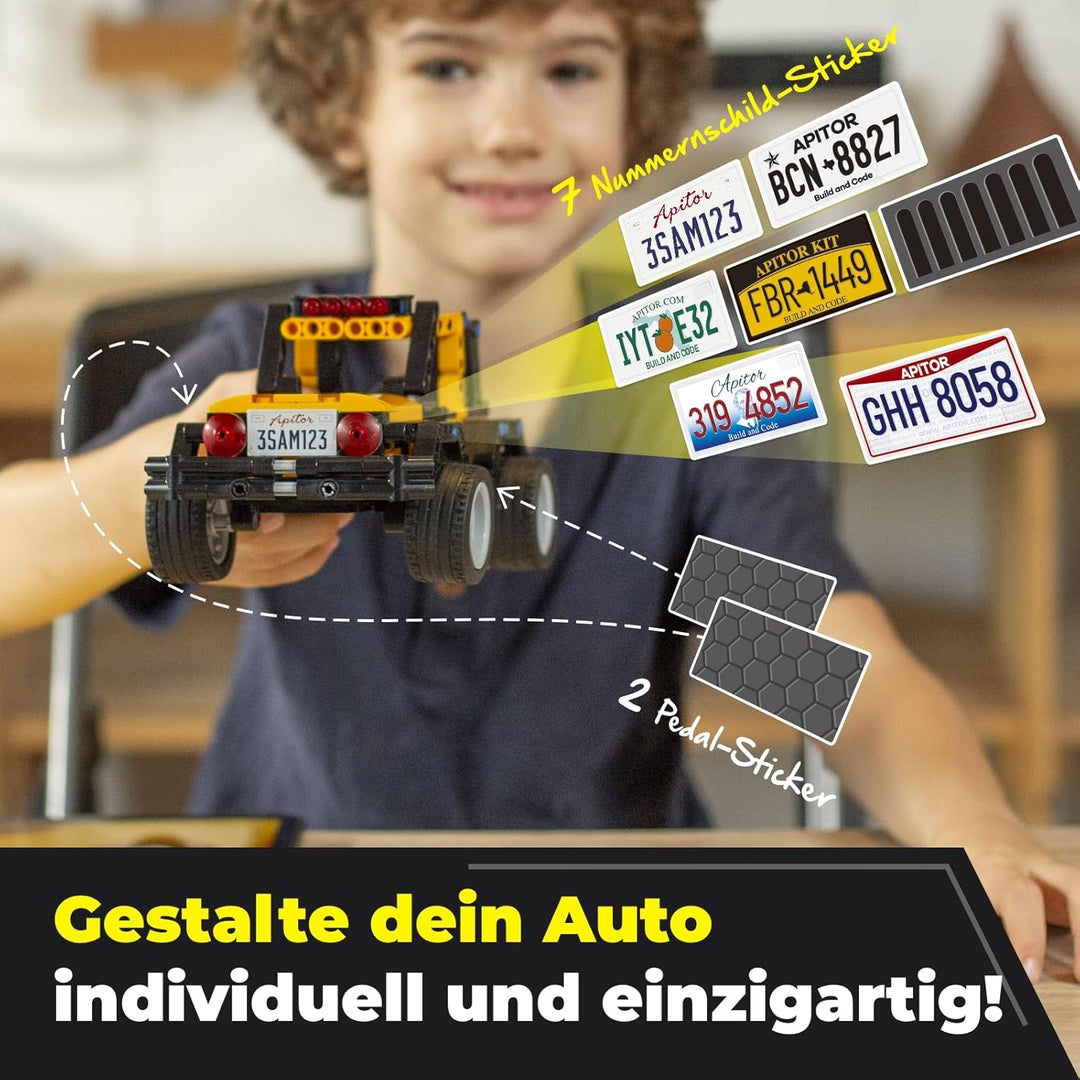 Apitor Robot R Programmierbarer Roboter für Kinder, 4-in-1 Off-Roader-Spielzeugauto Bausatz, App-Fer