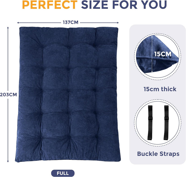 MAXYOYO Futon Matratze, Chenille-Stoff, 15cm Dick Bodenmatratze Verwendbar als Schlafsofa, Geknöpft