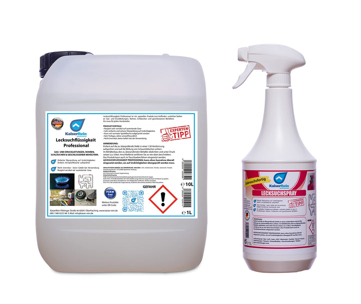 KaiserRein Professionelles Lecksuchspray 10 L Konzentrat = 200 L Leck Such Spray inkl. Sprayflasche