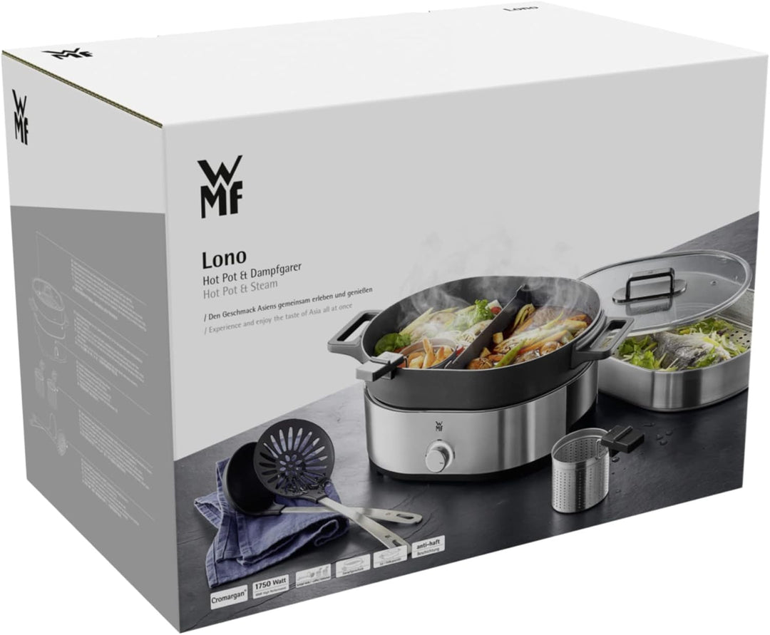 WMF Lono Hot Pot & Dampfgarer elektrisch 3,6l, chinesisches Fondue für 6 Personen, elektrische Dampf
