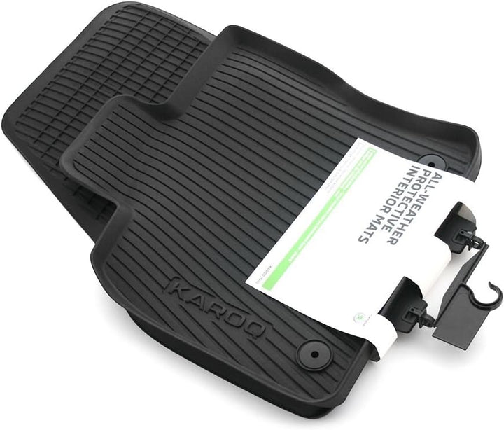 Skoda 57B061502 Gummi Fussmatten 2X Gummimatten vorn schwarz Original Allwettermatten mit Schriftzug