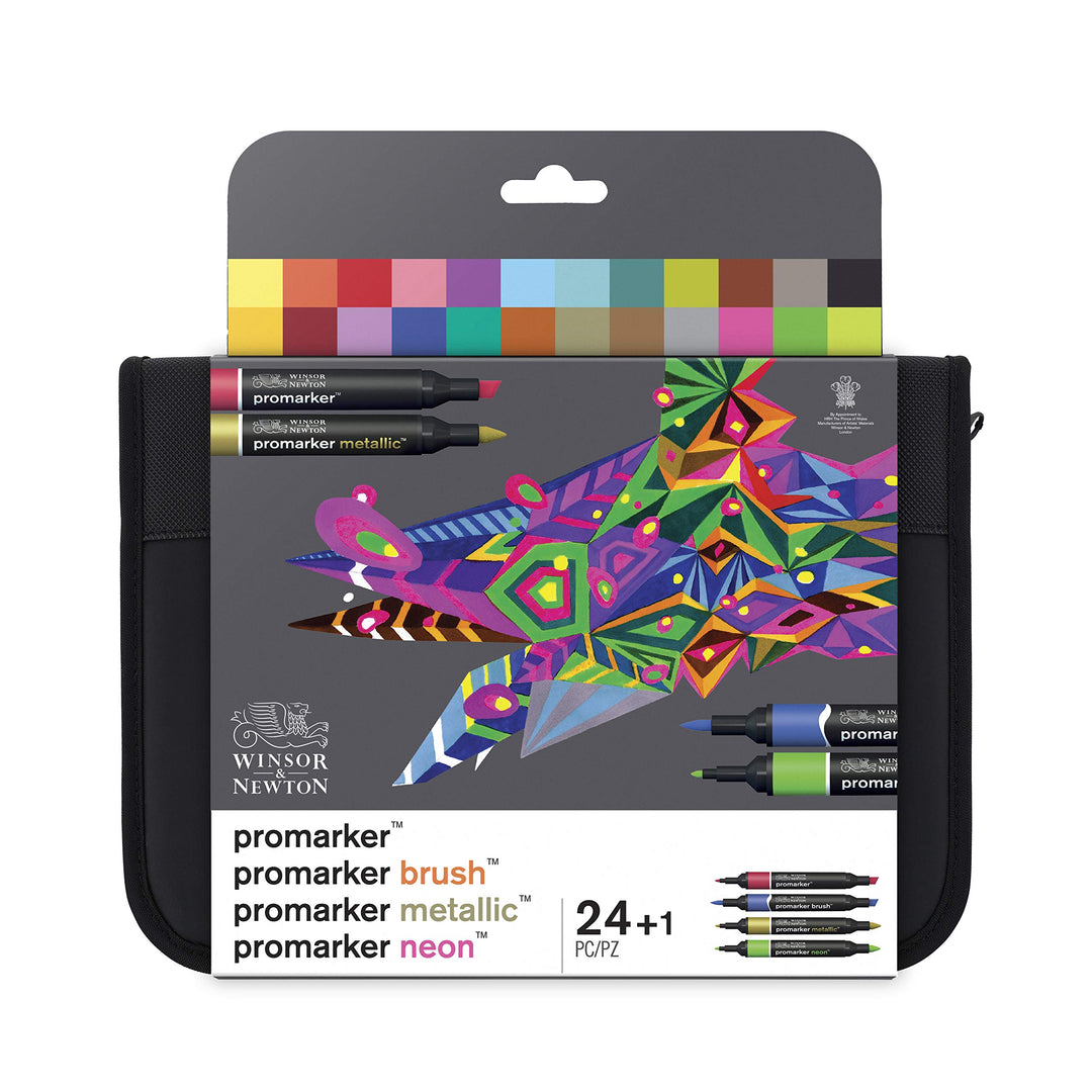 Winsor & Newton 0290037 Professioneller Layout Mixed Marker 24 Farben Set, 24 im Wallet, 2 Spitzen,