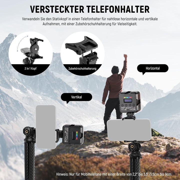 NEEWER Flexibles Handy Stativ, Kleiner Mini Tischständer für Kamera mit verstecktem Telefonhalter Ac