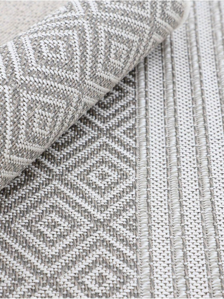 carpetfine In- und Outdoor Teppich Boho Läufer Beige Flachgewebeteppich 75x200 cm | Moderner Teppich