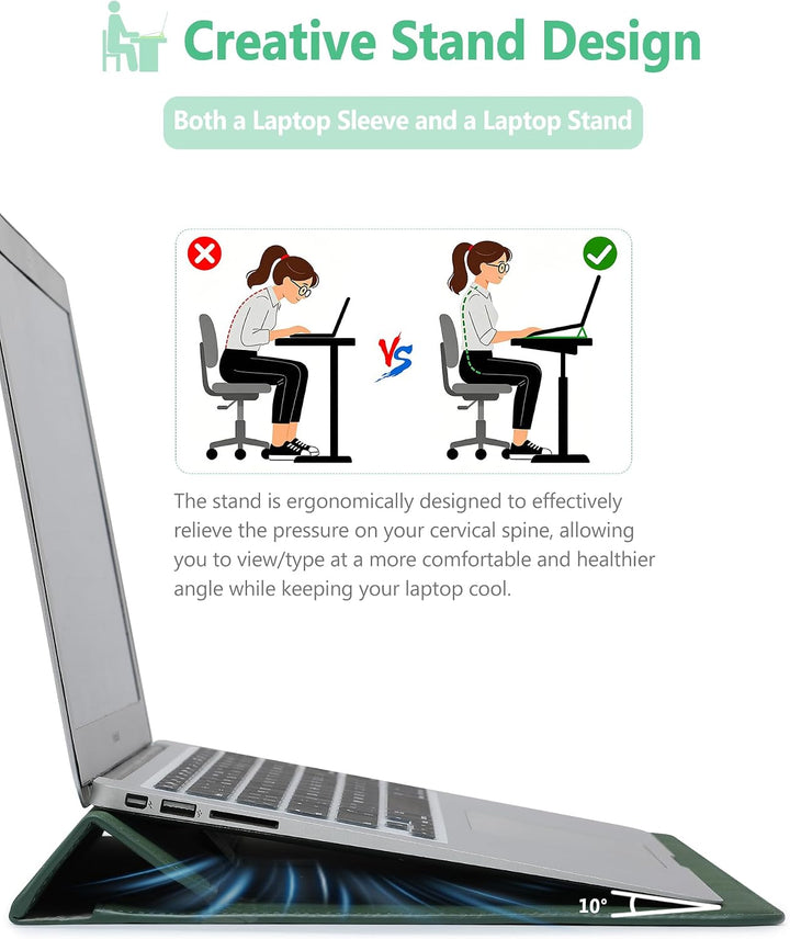HYZUO 13 Zoll Laptop Hülle Tasche mit Ständer für MacBook Air 13 M5 A3449 M4 M3 M2 M1 2026-2018, Mac
