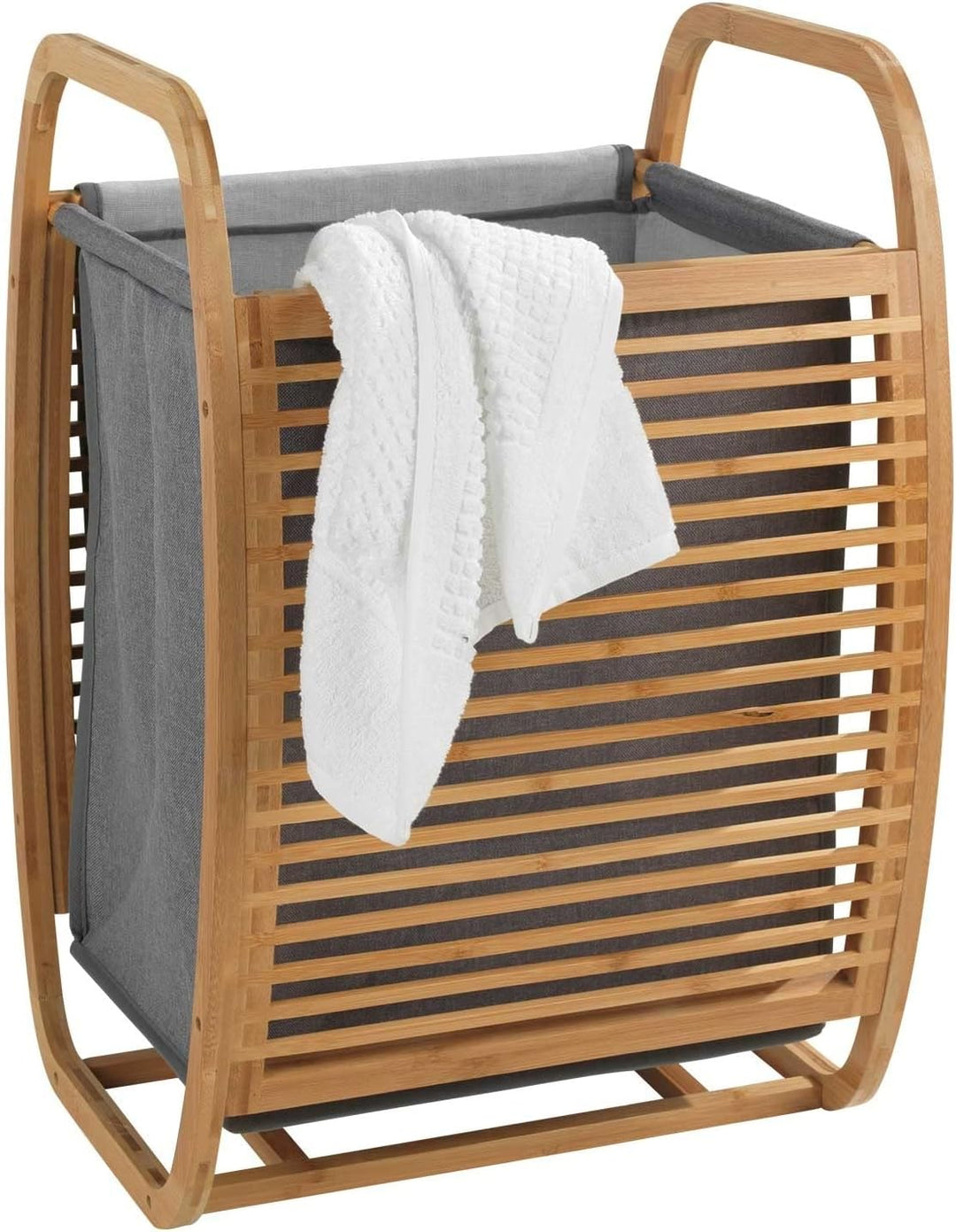 Wäschetonne Wäschesammler Wäschekorb mit Deckel und Tragegriff - Bambus - Braun - B 40 cm x H 61 cm