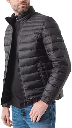 BOSS Herren Oden1 Wasserabweisende Steppjacke mit Logo-Aufnäher 58 Black1, 58 Black1