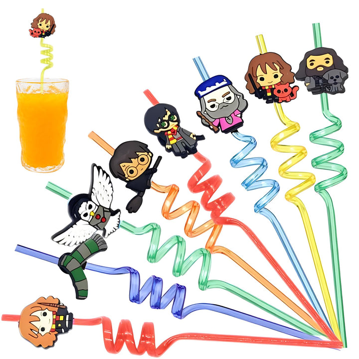 sitengjun 16 Stück Plastik Strohhalme,Harry Pot Geburtstag Party Deko,Strohhalme,Wiederverwendbare T