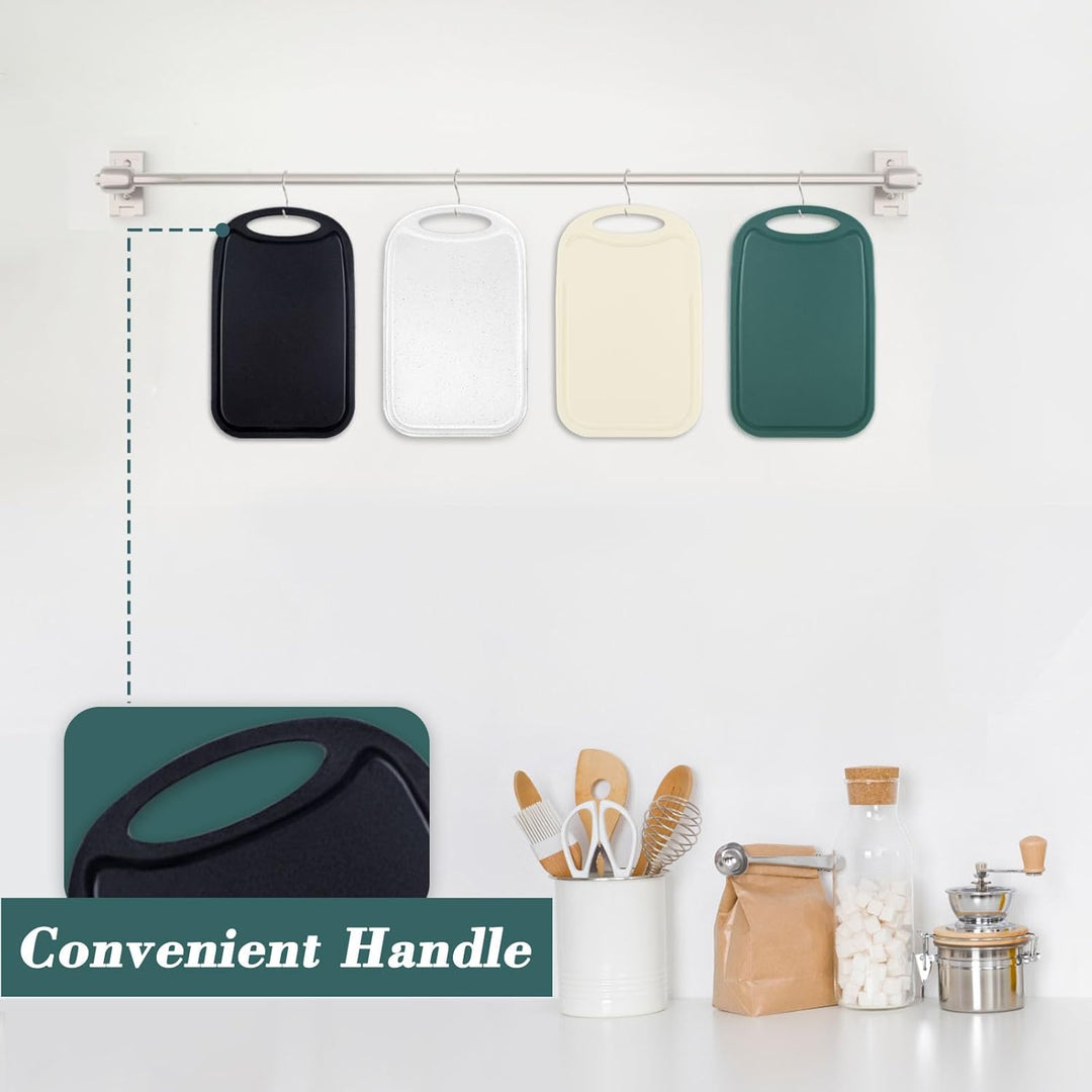 Frühstücksbrettchen 6er Set mit Saftrille，Hunnycook 22x15 cm Antibakteriell Schneidebrett Kunststoff