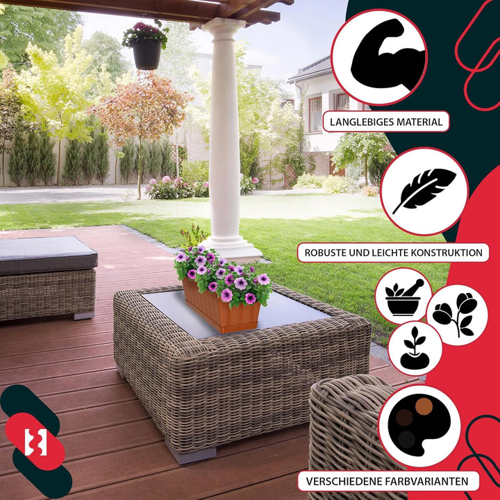 KOTARBAU® 4er Set Blumenkasten - Blumentopf für Balkon - 40 x 18 x 14 cm - Terrakotta - Balkonkasten