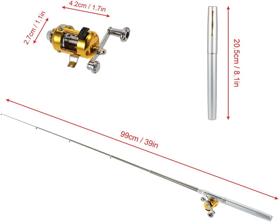 Lixada Mini Angel Reel Combo Kit, Pen Angelrute + Fishing Wheel + Angelschnur + Weiche Köder + Hooks