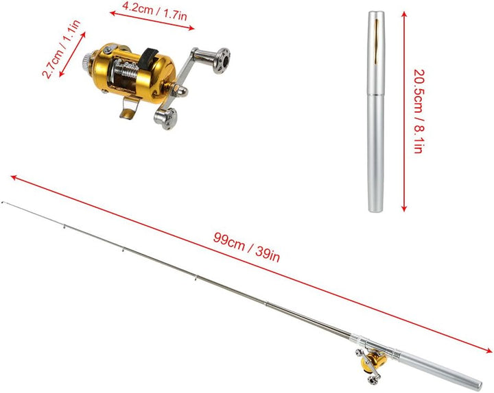 Lixada Mini Angel Reel Combo Kit, Pen Angelrute + Fishing Wheel + Angelschnur + Weiche Köder + Hooks