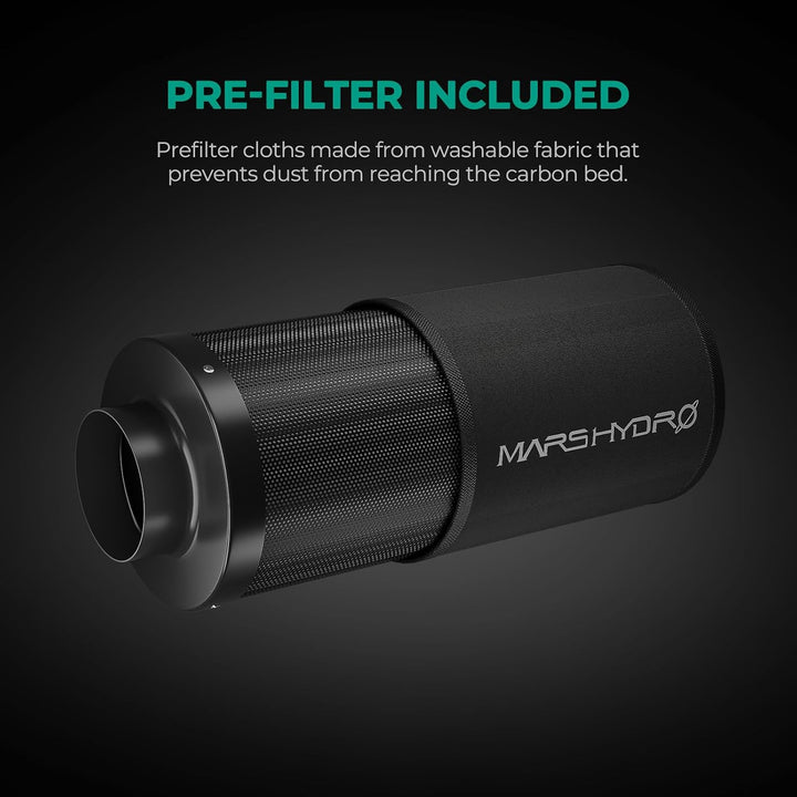 MARS HYDRO Aktivkohlefilter 100mm, Kohlefilter Geruchskontroll mit Australischer Aktivkohle, Austaus