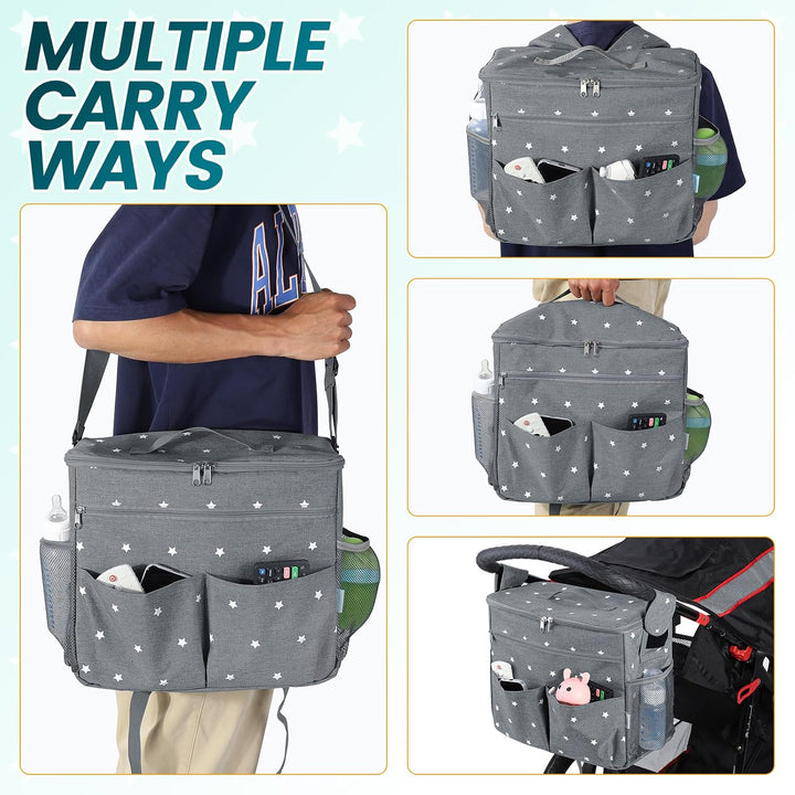 Orzbow Kinderwagen Organizer Gross,22 L Grosser Wickeltasche Organizer mit Getränkehaltern, Schulter