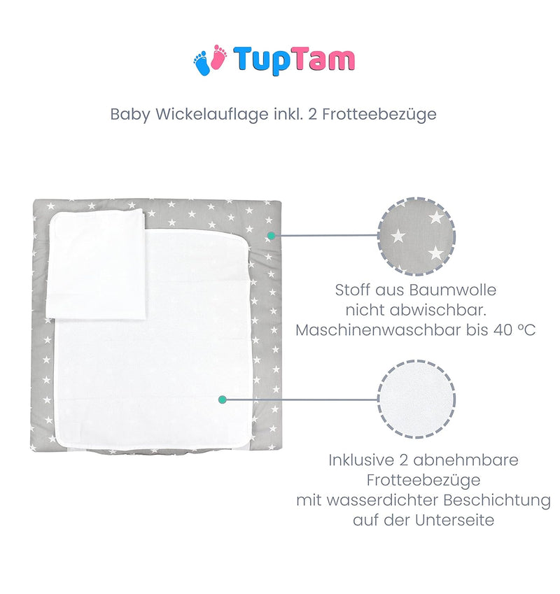 TupTam Baby Wickelauflage inkl. 2 Frotteebezügen ANK019, Farbe: Bären/Füchse/Mint, Grösse: 75 x 80 c