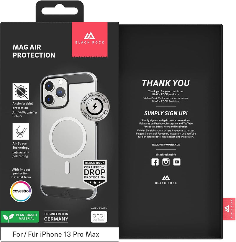 Black Rock - Hülle Air Robust Case Passend für Apple iPhone 13 Pro Max I Handyhülle MagSafe Kompatib