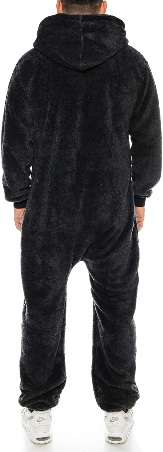 Crazy Age Teddyfleece Teddyfell Jumpsuit flauschig und kuschelig One Piece Overall warm (Schwarz(RT2