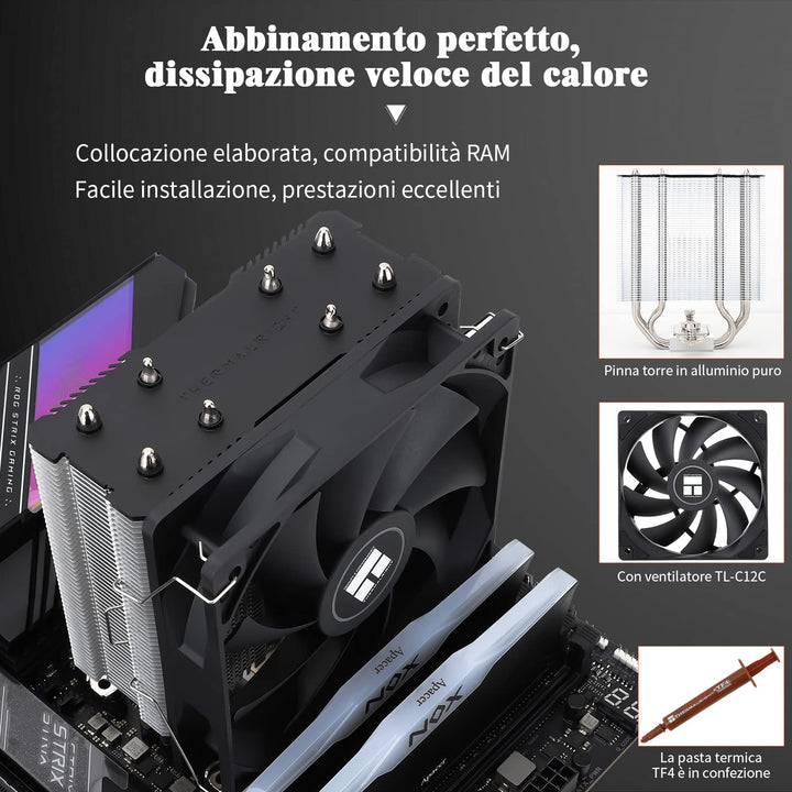 Thermalright Assassin X 120 SE CPU-Luftkühler, AX120 SE, 4 Heatpipes, TL-C12C PWM Leiser Lüfter CPU-