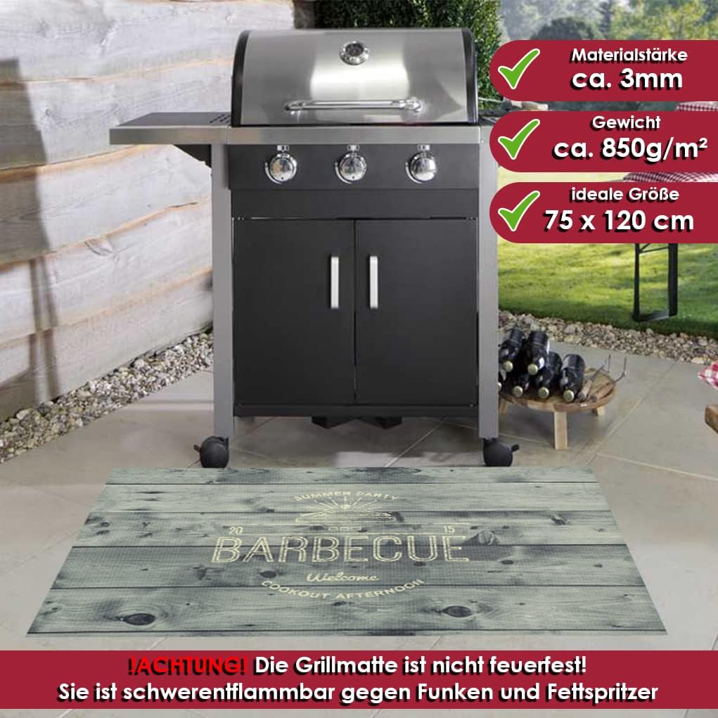 Grillmatte Grillunterlage Bodenschutz Barbecue-Matte Cookout 75 x 120 cm Muster wählbar Anti-Rutsch