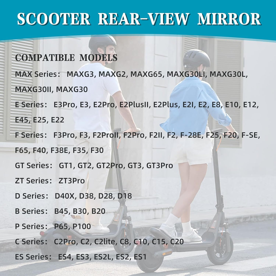 Rückspiegel für Roller Kompatibel mit Segway Ninebot ZT3 Pro F3 Pro und allen KickScooter Max G30 G2
