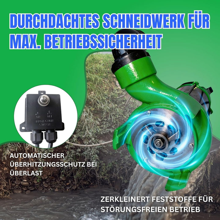 CHM GmbH® Profi Fäkalienpumpe Schmutzwasserpumpe V550 11000 L/h (Profi Fäkalienpumpe ohne 2" C-Schla