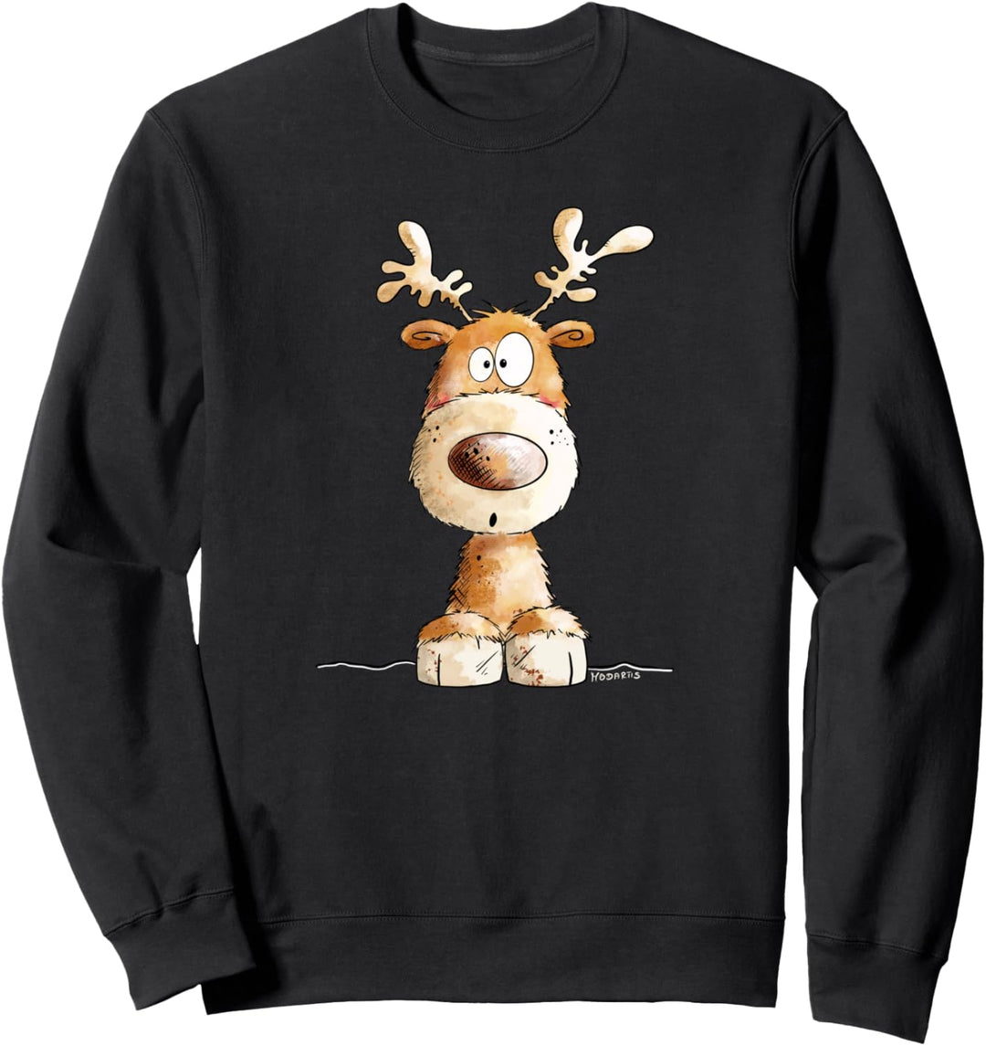 Happy Rentier I Hirsch Wildtier Elch Weihnachten Fun Sweatshirt