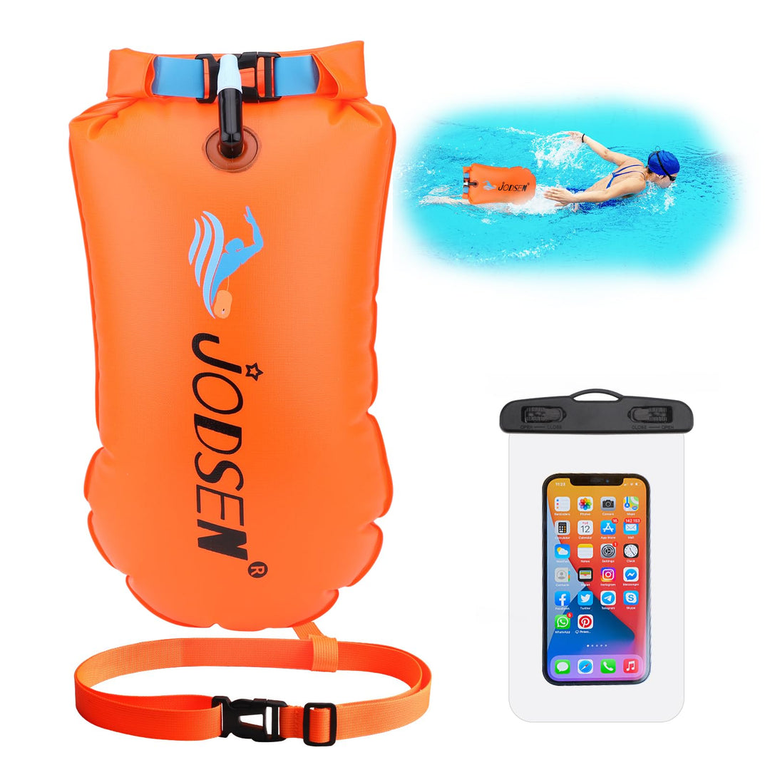 Schwimmboje,Boje Schwimmen Aufblasbare Trockentasche 20l mit Wasserdichter Handytasche,Trockensack f