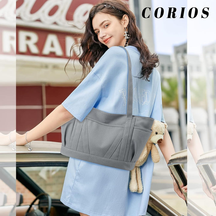 CORIOS Damen Handtasche Canvas Schultertasche Grosse Kapazität Henkeltaschen Casual Tote Beutel Mult
