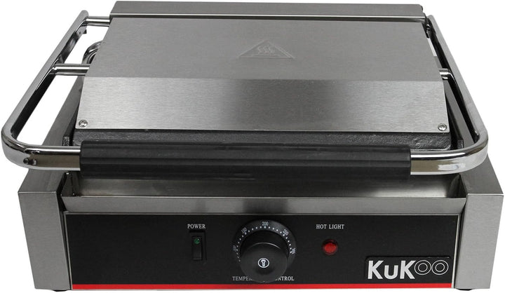 KuKoo Edelstahl Paninigrill Elektrogrill Paninitoaster Sandwichtoaster Grill Tischgrill Gerillt 2200