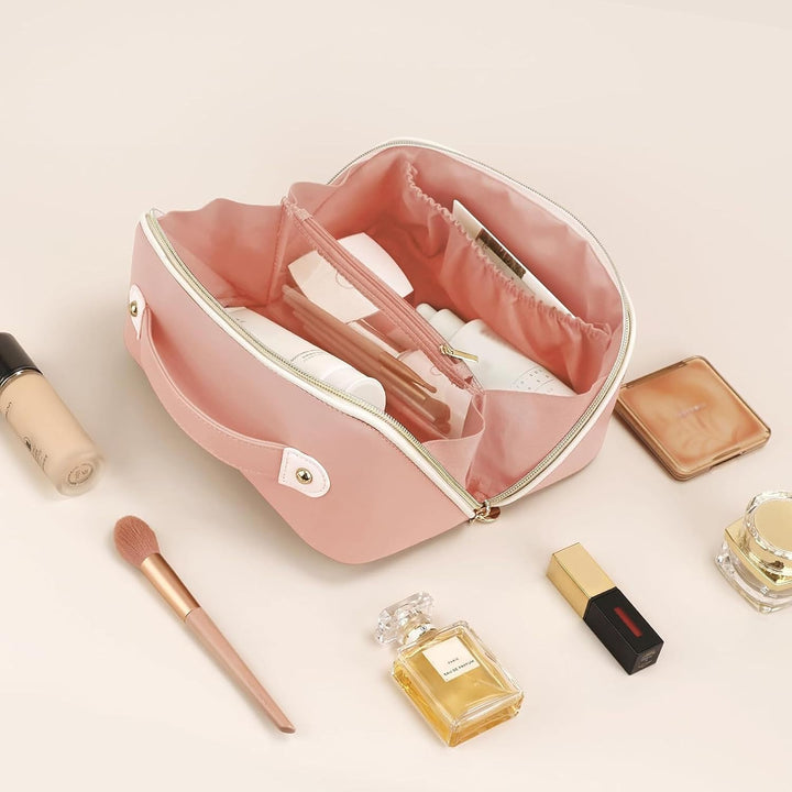 Prite Grosse Kapazität Kosmetiktasche Tragbare Reise Make Up Tasche wasserdichte PU-Leder Schminktas